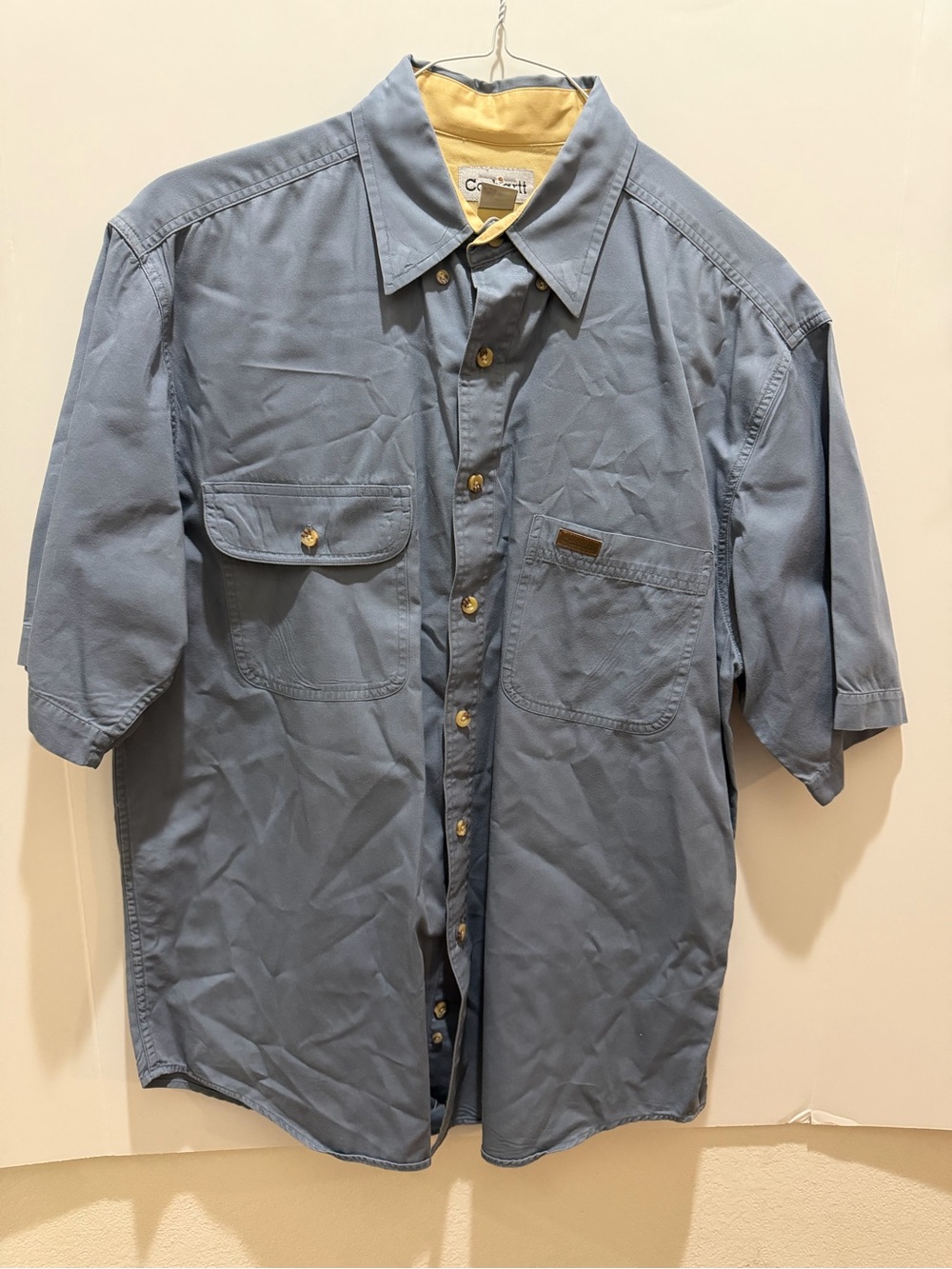 Carhartt Tradesman Style Mens Blue Short Sleeve Work Shirt Medium